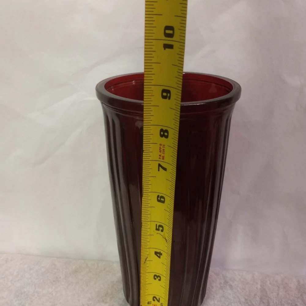 VINTAGE Ribbed Vase Ruby Garnet Red Glass, Tall, Rare, Vintage Collectible
